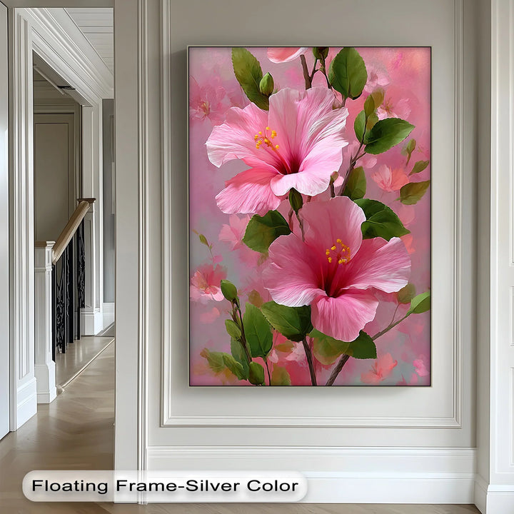 Pink Hibiscus Elegance – Romantic Tropical Floral Canvas Print - MyPhotoStation