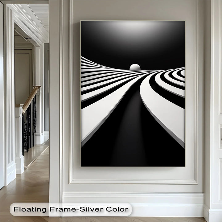 Minimalist Horizon Flow – Black & White Canvas Print - MyPhotoStation