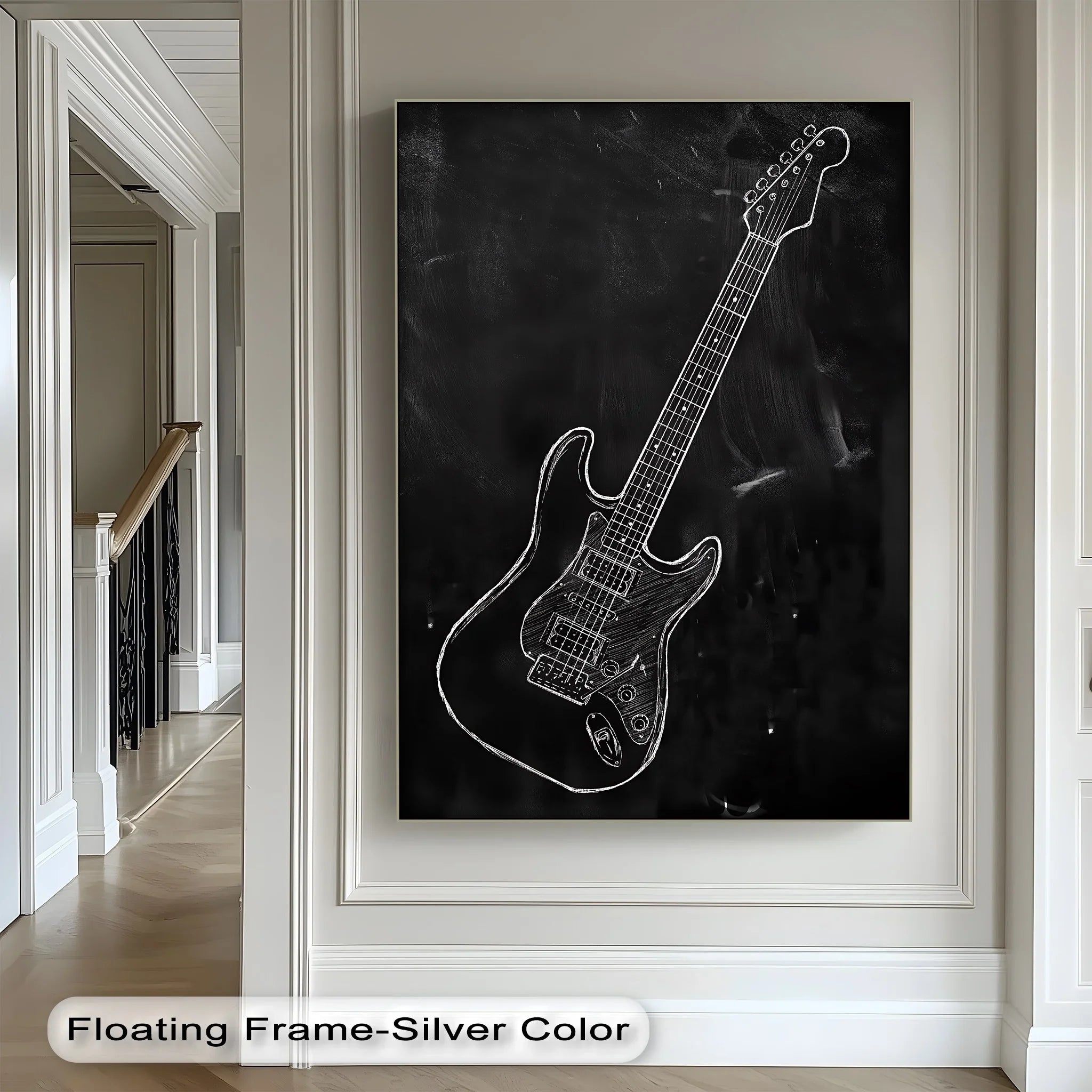 Electric Guitar Chalk Sketch – Rock-Inspired Canvas Wall Art