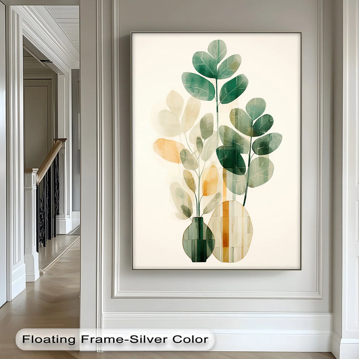 Modern Botanical Silhouettes in Glass Vases – Minimal Nature Canvas Print - MyPhotoStation