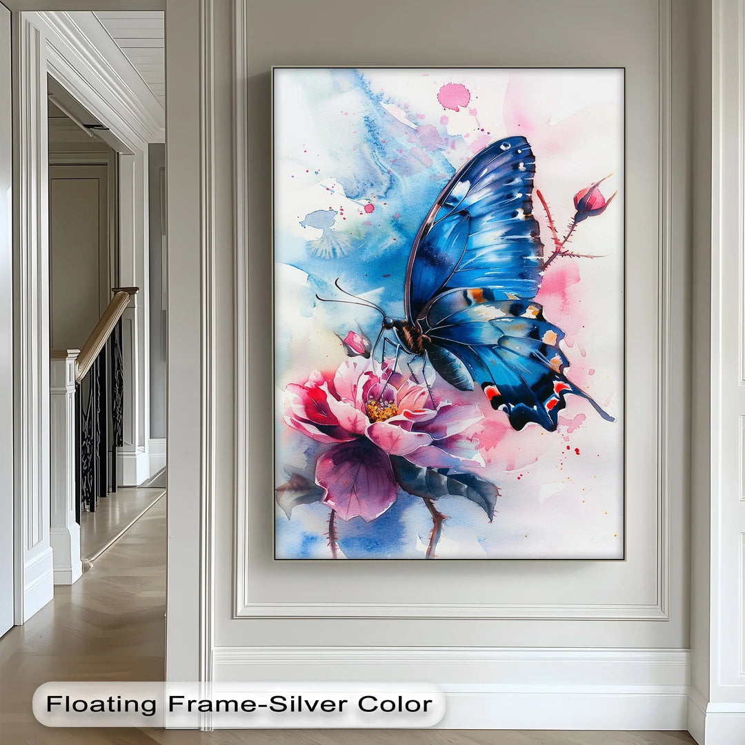 Blue Grace – Butterfly on Bloom Animal Canvas Print - MyPhotoStation