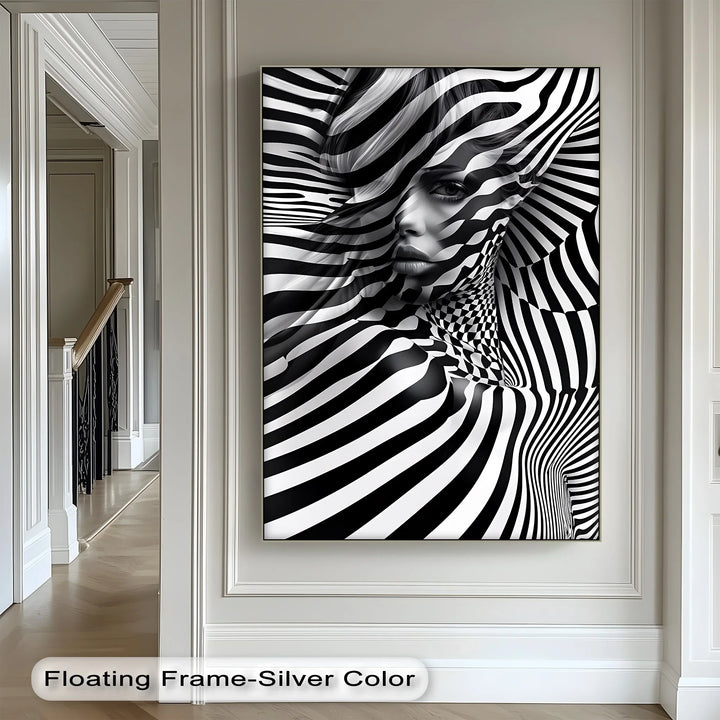 Illusionary Muse – Optical Portrait in Black & White Canvas Print - MyPhotoStation