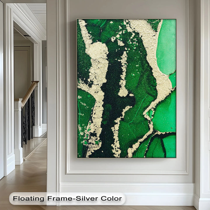 Verdant Gold Flow – Luxury Green Abstract Canvas Print - MyPhotoStation