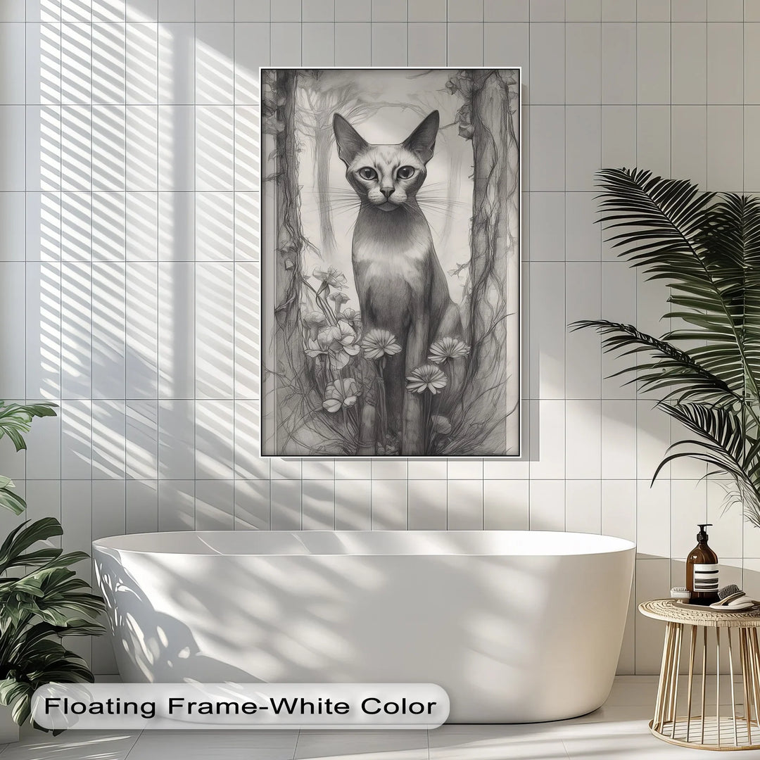 Mystic Forest Watcher – Elegant Cat in Enchanted Woodland Cat Canvas Print - MyPhotoStation