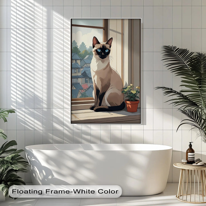 Siamese Cat in Japanese-Inspired Setting - Cat Canvas Print - MyPhotoStation