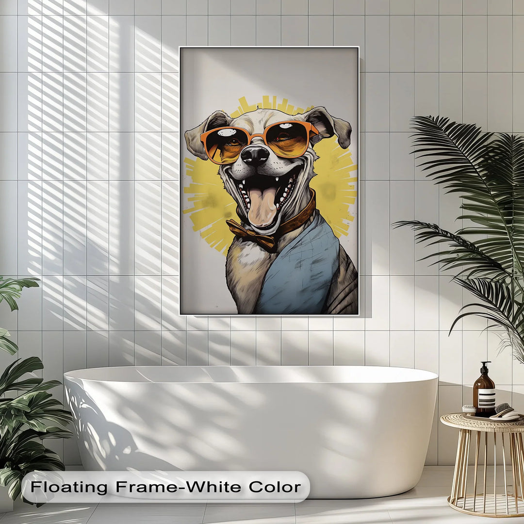 Sunshine Smile Pup – Retro Cool Dog Portrait Puppies Canvas Print - MyPhotoStation