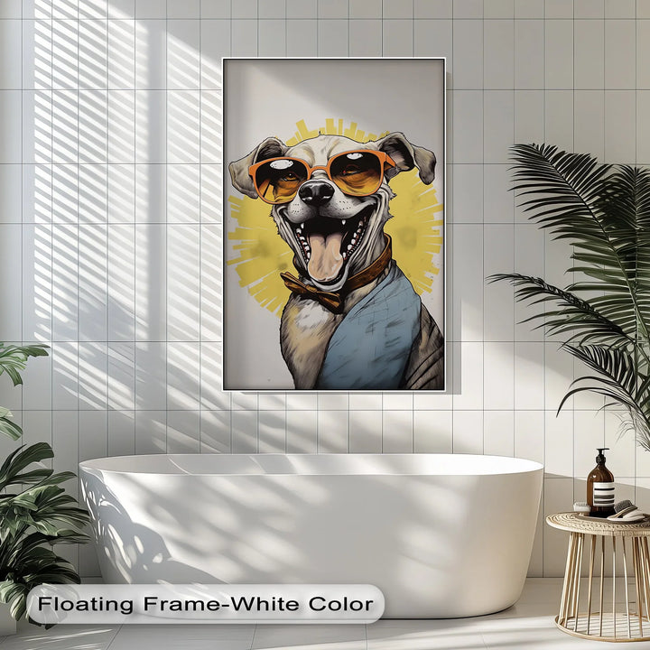 Sunshine Smile Pup – Retro Cool Dog Portrait Puppies Canvas Print - MyPhotoStation