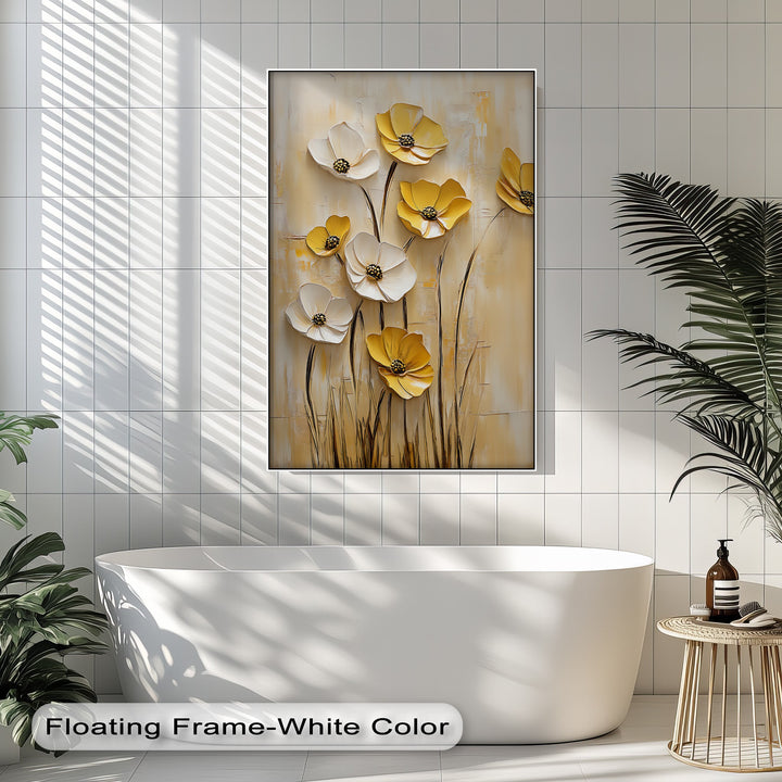 Golden Meadow Blooms – Yellow and White Flower Canvas Wall Art