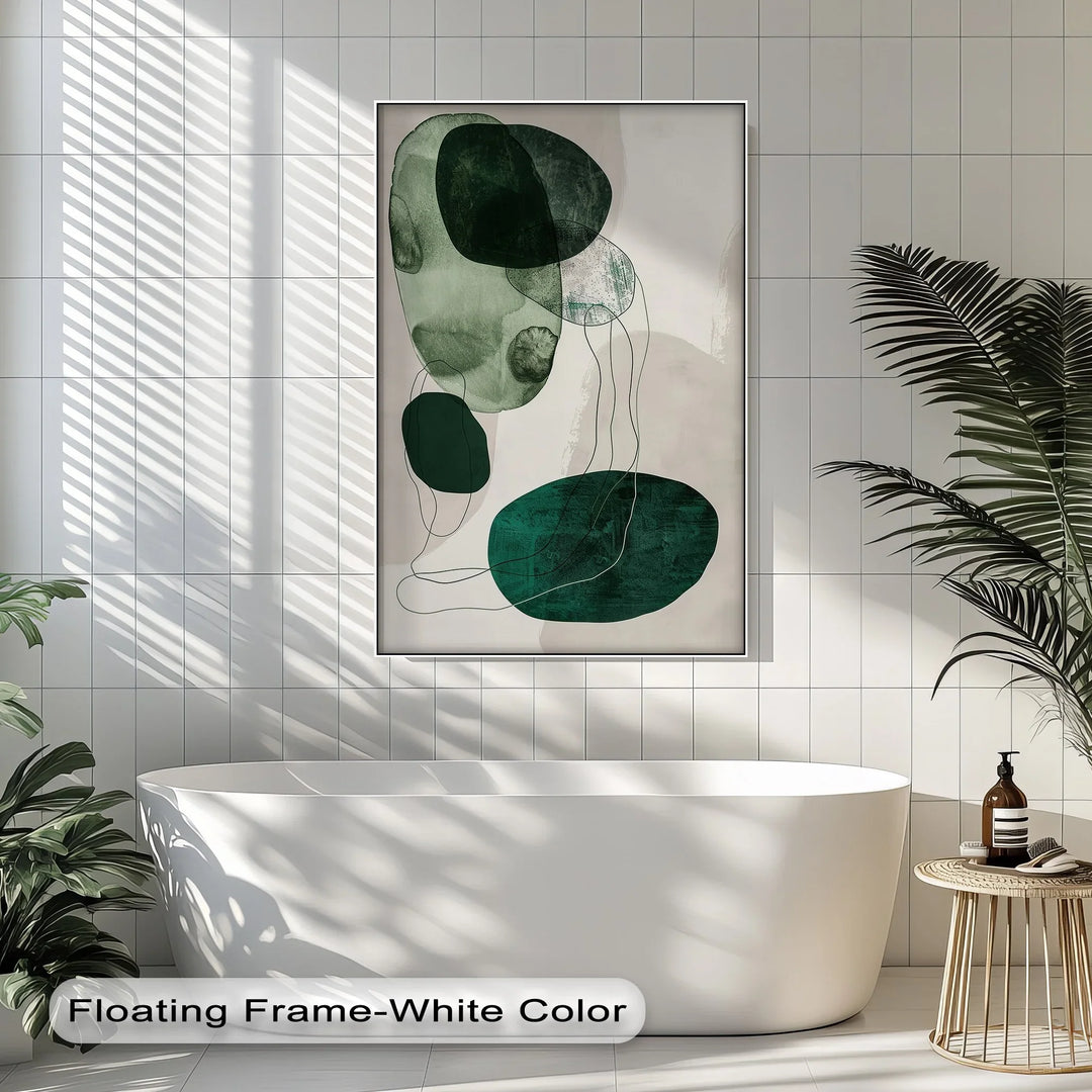 Floating Emerald Forms – Contemporary Abstract Canvas Print - MyPhotoStation