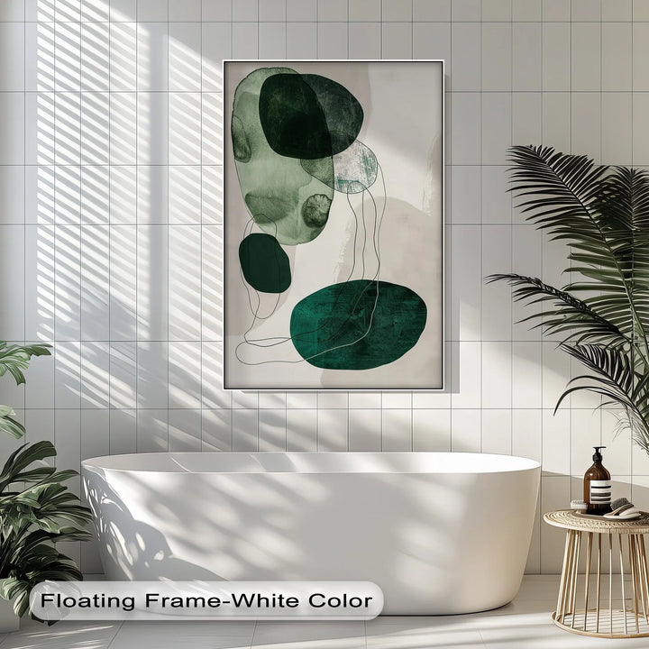 Floating Emerald Forms – Contemporary Abstract Canvas Print - MyPhotoStation