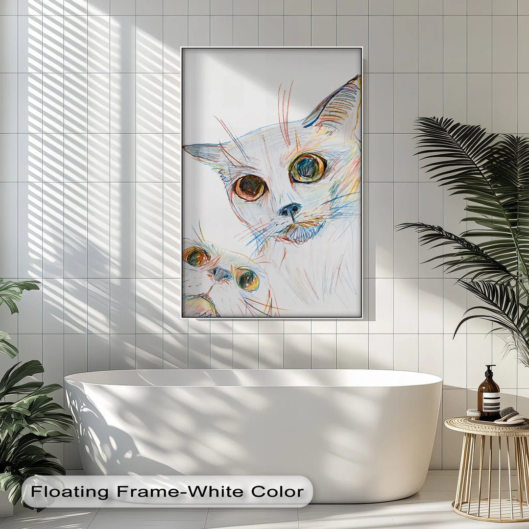 Color Stare – Abstract Cat Faces in Pastel Lines Cat Canvas Print - MyPhotoStation