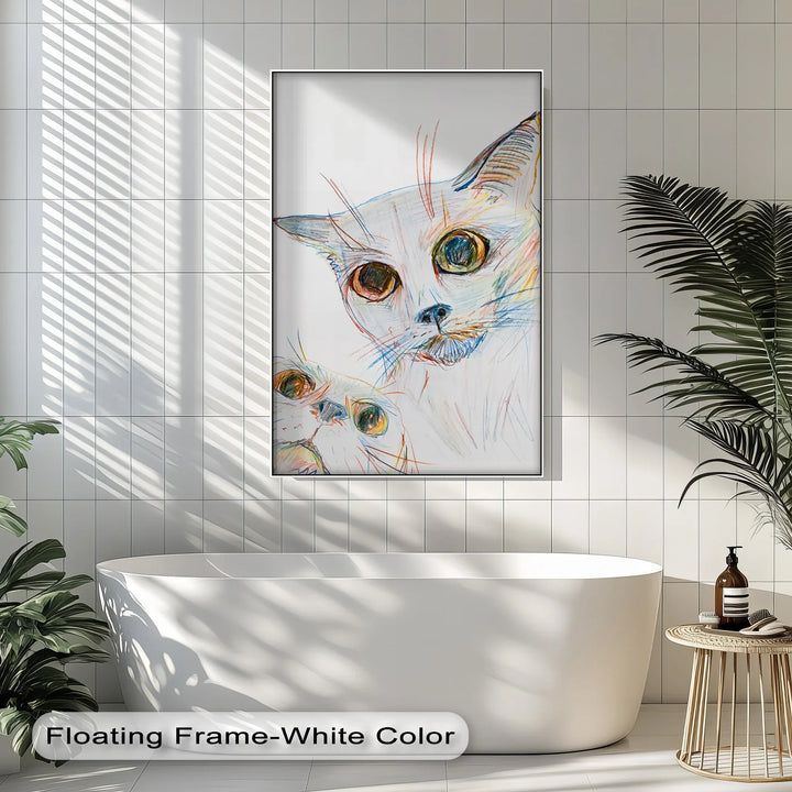 Color Stare – Abstract Cat Faces in Pastel Lines Cat Canvas Print - MyPhotoStation