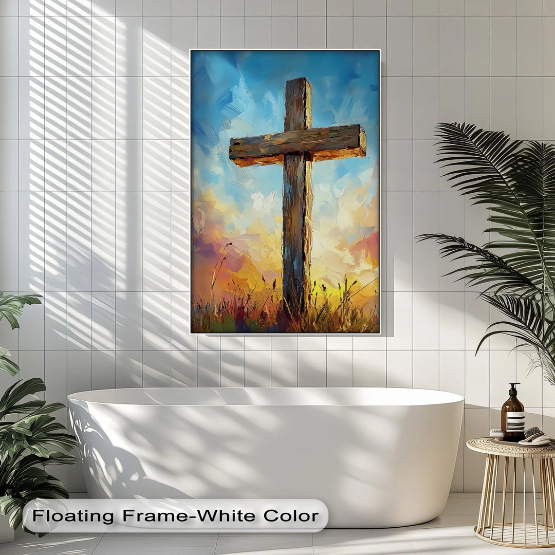 Divine Light – Wooden Cross at Sunrise Canvas Print - MyPhotoStation