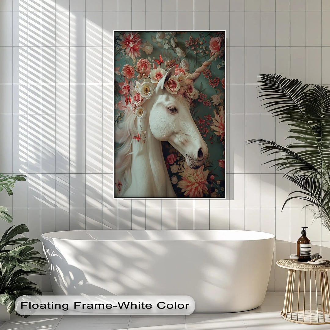Romantic Fantasy Portrait with Roses and Butterflies - Animal Canvas Print - MyPhotoStation