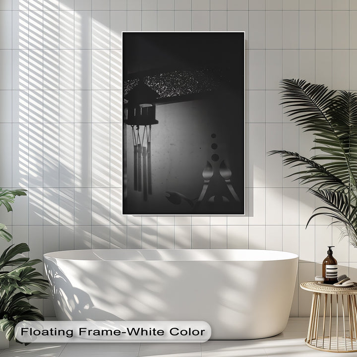 This artistic photo canvas blends modern geometry with vintage charm in a soothing monochrome.


