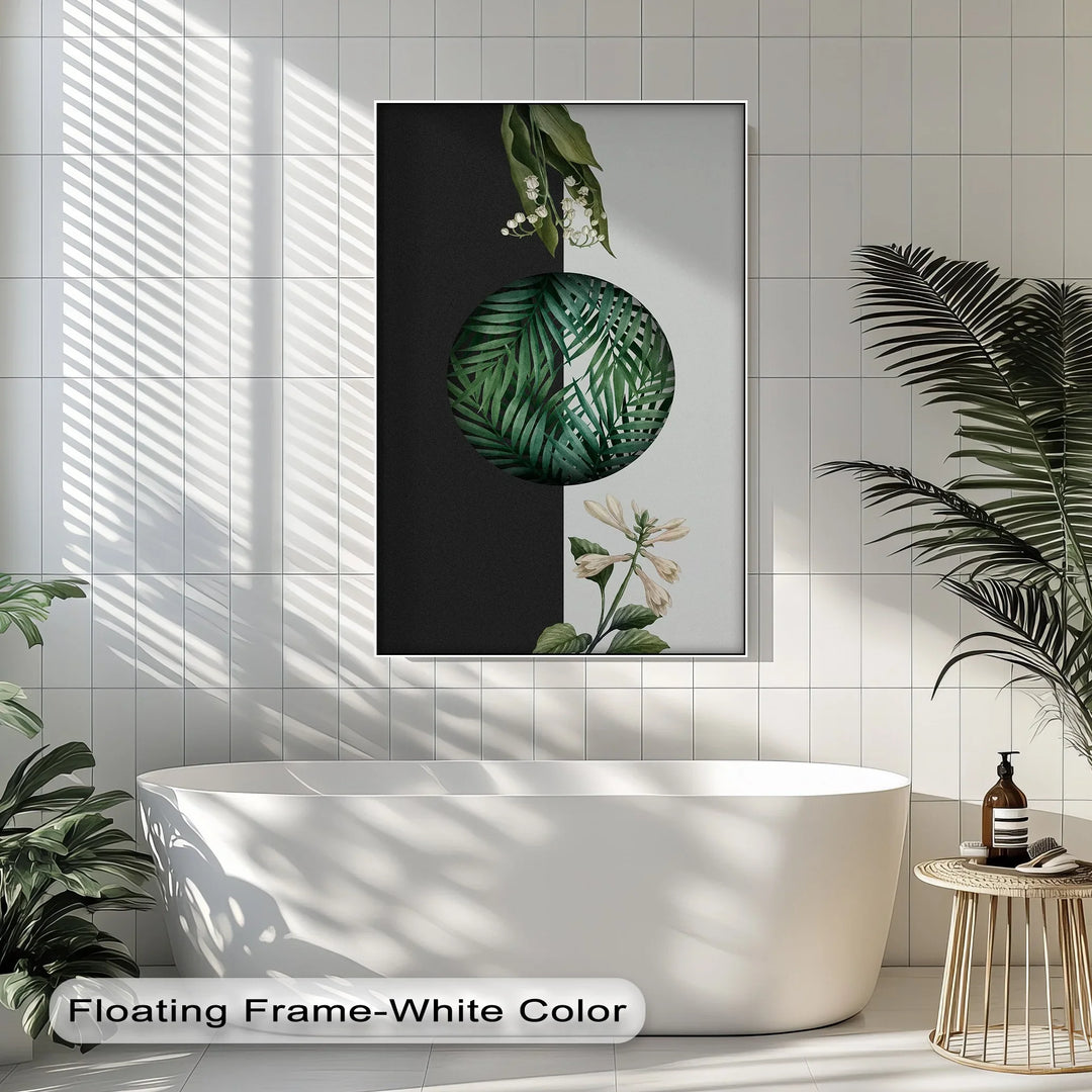 Botanical Balance – Monochrome Floral Contrast Canvas Print - MyPhotoStation