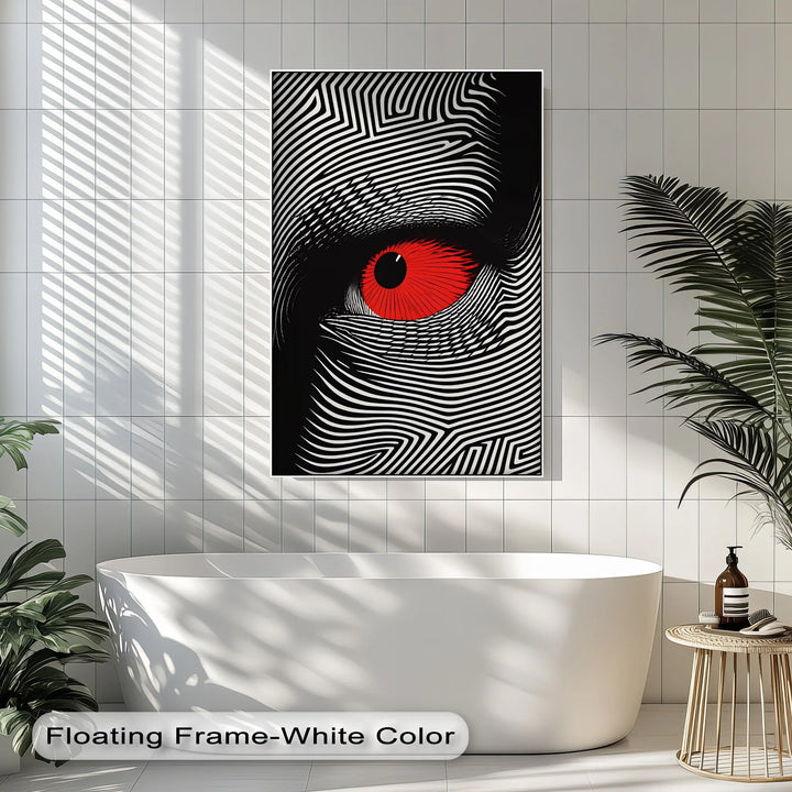 Red Eye in Optical Lines – Black & White Canvas Print - MyPhotoStation