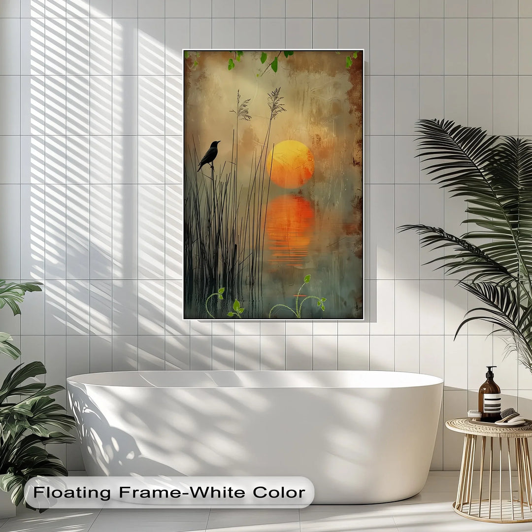 Whispers at Dusk – Silhouetted Bird and Sunset Canvas Print - MyPhotoStation