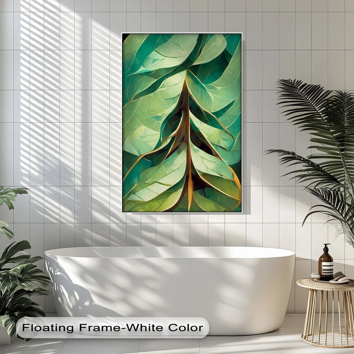 Radiant Leaf Veins – Stylized Botanical Geometry Canvas Print - MyPhotoStation