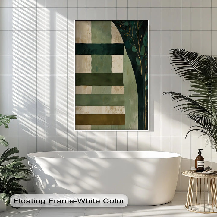 Verdant Tapestry – Botanical Stripe Abstract Canvas Print - MyPhotoStation