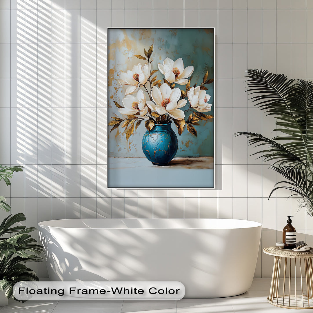 Ivory Magnolia Elegance – White Floral Canvas Print