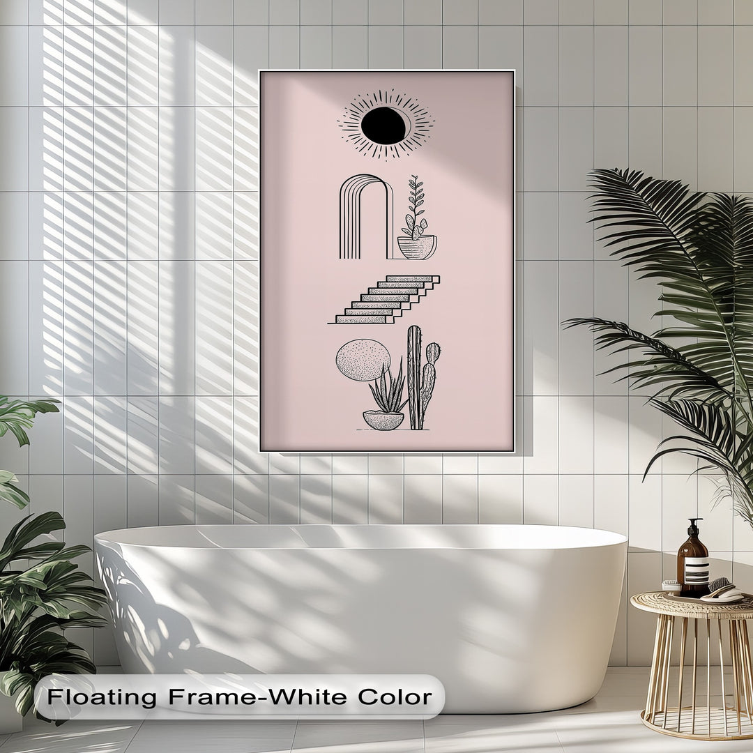 Desert Geometry – Minimalist Boho Cactus Canvas Print