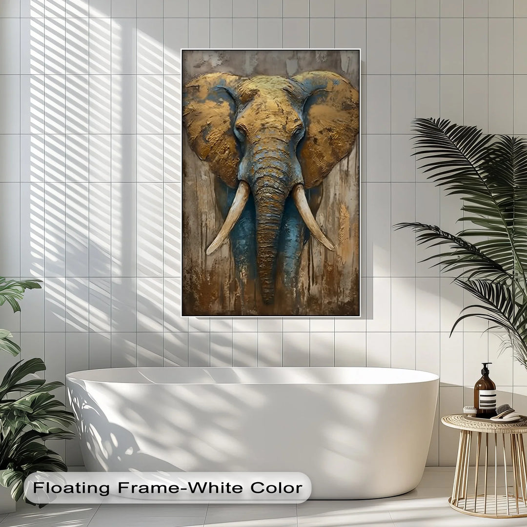 Majestic Elephant Head with Golden Texture – Wildlife Canvas Print - MyPhotoStation