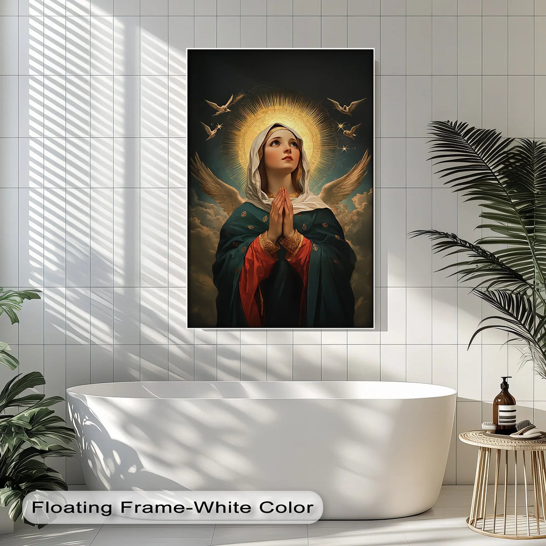 Heavenly Intercession – Virgin Mary in Prayer with Angels Canvas Print - MyPhotoStation