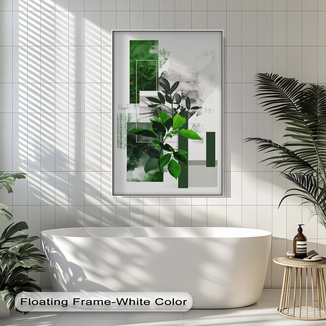 Geometric Botanical Contrast – Modern Leaf Collage Canvas Print - MyPhotoStation