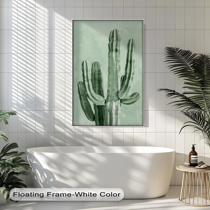 Modern Cactus Silhouette – Minimalist Desert Canvas Print - MyPhotoStation