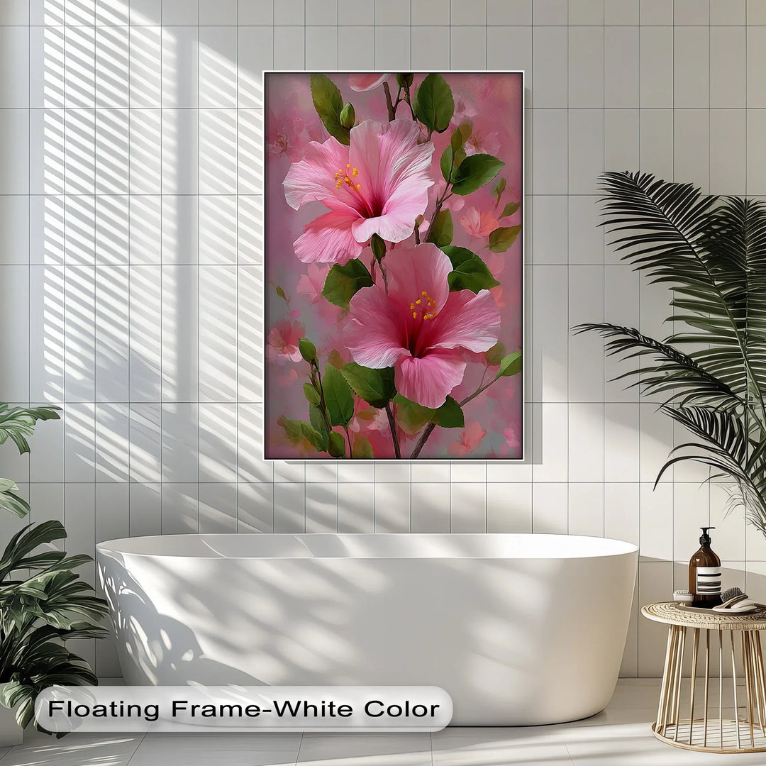 Pink Hibiscus Elegance – Romantic Tropical Floral Canvas Print - MyPhotoStation