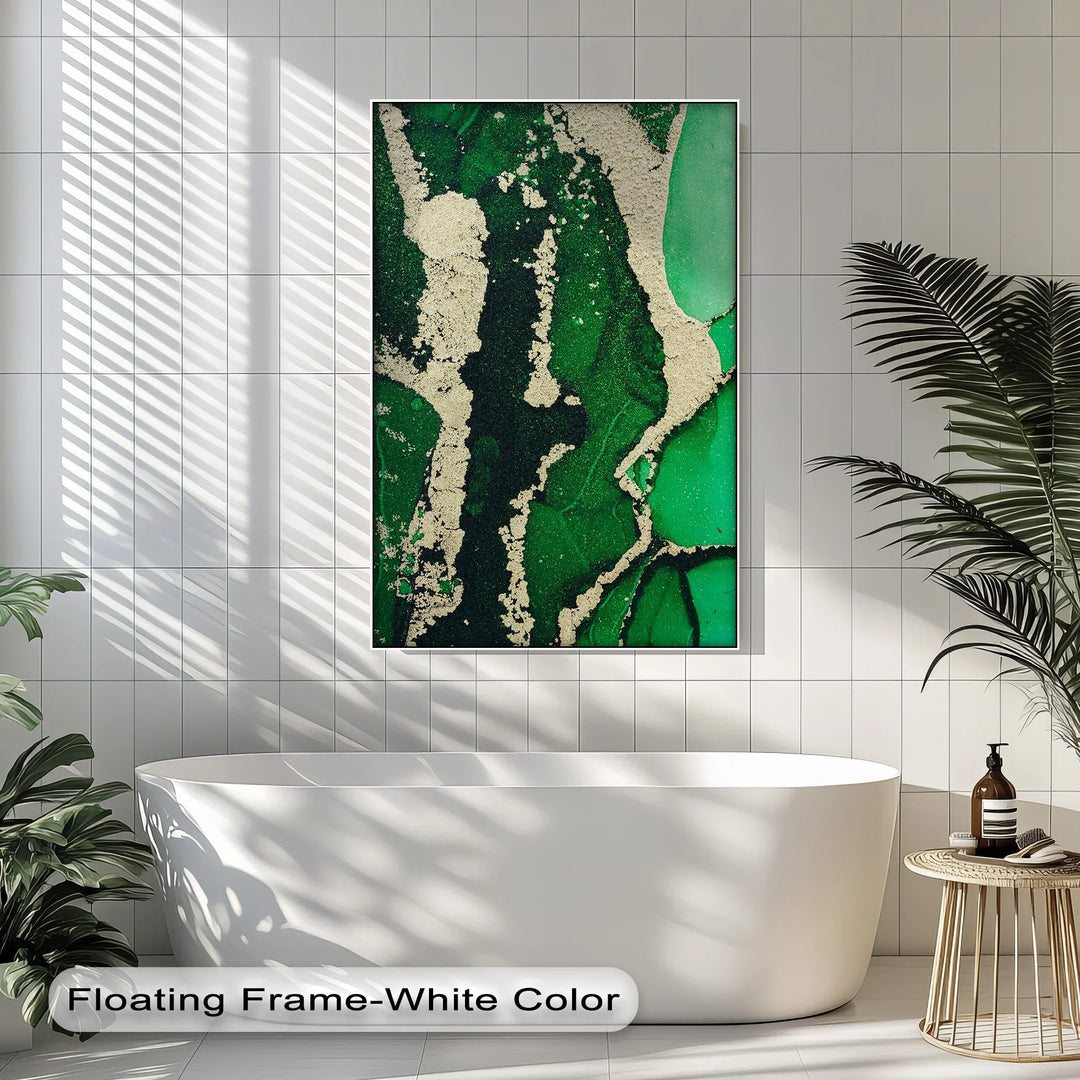 Verdant Gold Flow – Luxury Green Abstract Canvas Print - MyPhotoStation