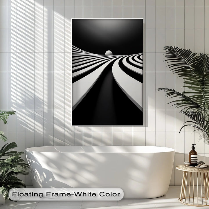 Minimalist Horizon Flow – Black & White Canvas Print - MyPhotoStation