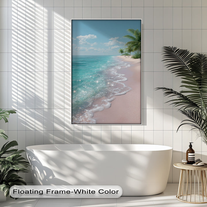 Tropical Bliss – Sparkling Pink Beach Canvas Print