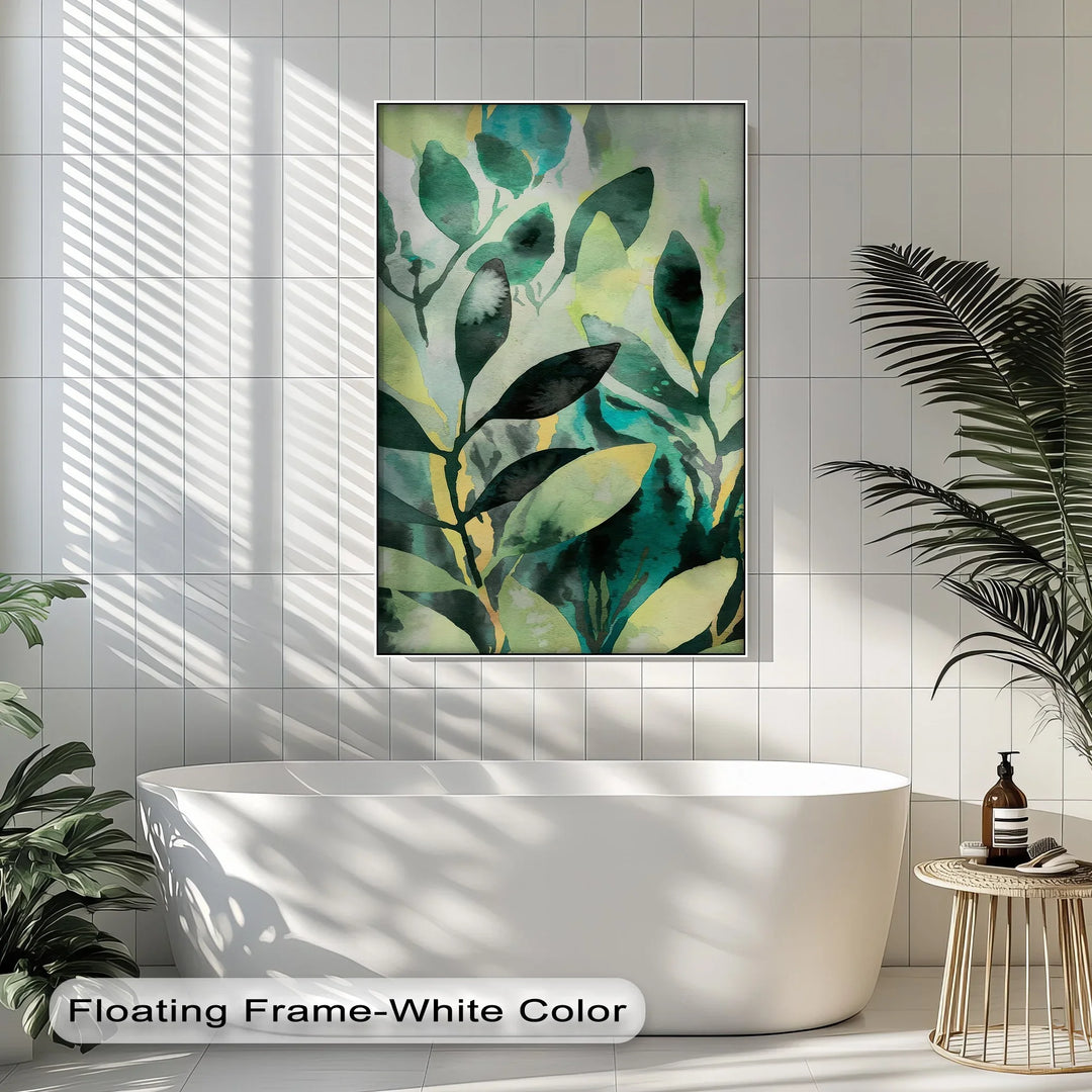 Verdant Harmony – Watercolor Leaf Pattern Canvas Print - MyPhotoStation