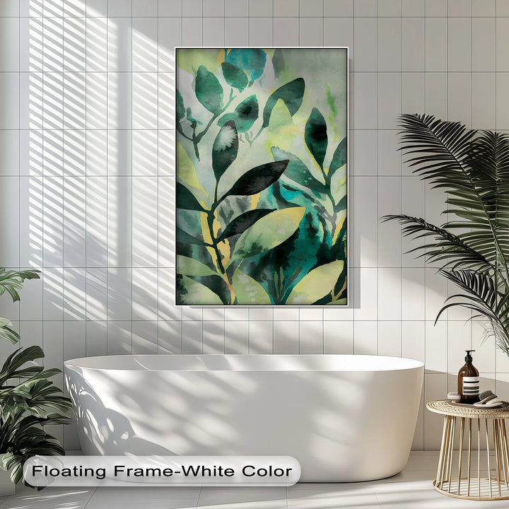 Verdant Harmony – Watercolor Leaf Pattern Canvas Print - MyPhotoStation