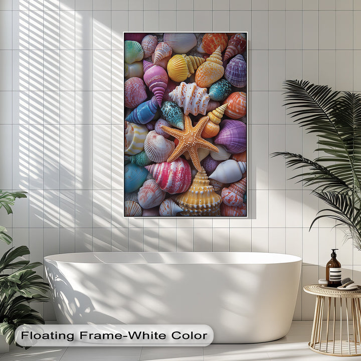Vibrant Coastal Shells – Colorful Canvas Print