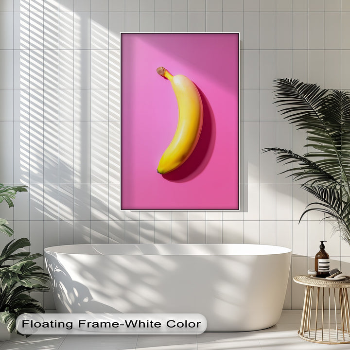 Pop Banana – Bold Yellow Fruit on Pink Canvas Print