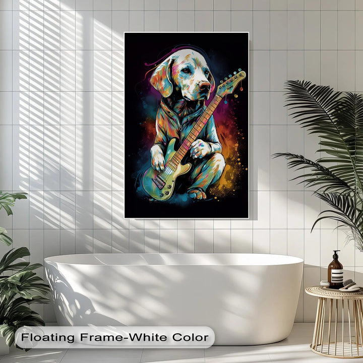 Electric Pup Vibes – Colorful Rock Music Dog Portrait Puppies Canvas Print - MyPhotoStation