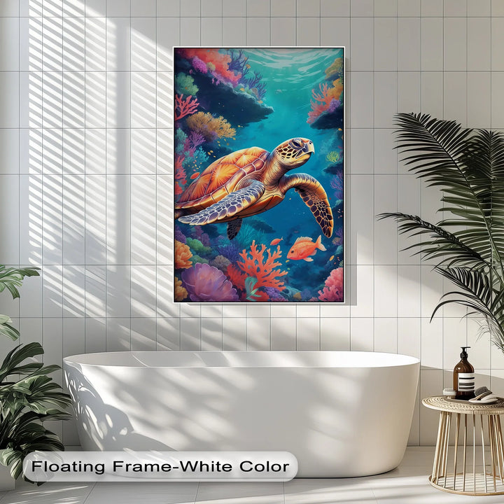 Graceful Sea Turtle – Vibrant Ocean Life Animal Canvas Print - MyPhotoStation