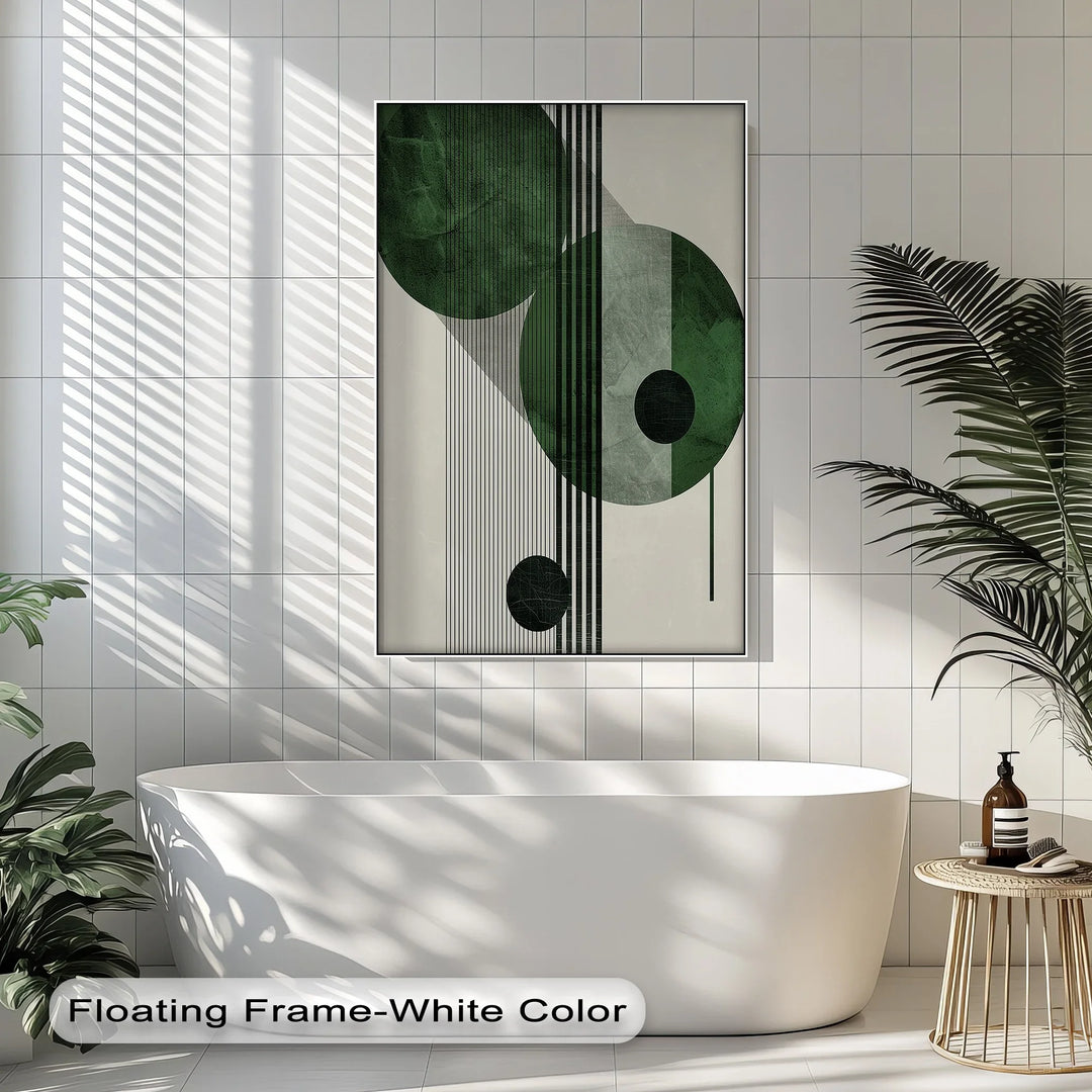 Modern Green Orbital Geometry – Abstract Minimalist Canvas Print - MyPhotoStation