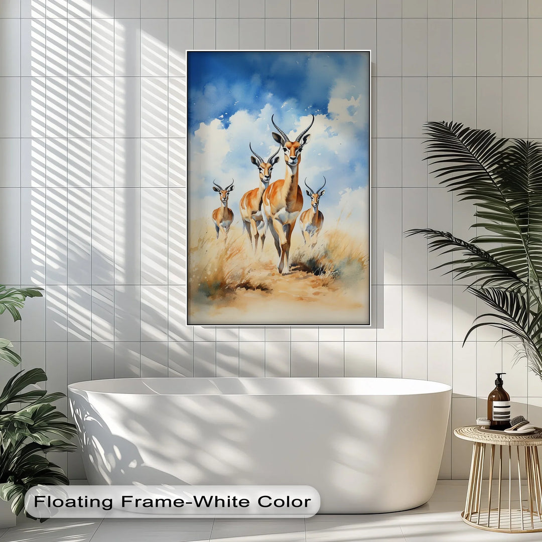 Desert Grace – Antelope Herd in Motion Animal Canvas Print - MyPhotoStation