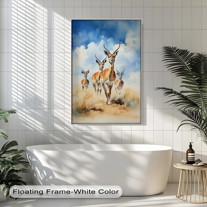 Desert Grace – Antelope Herd in Motion Animal Canvas Print - MyPhotoStation