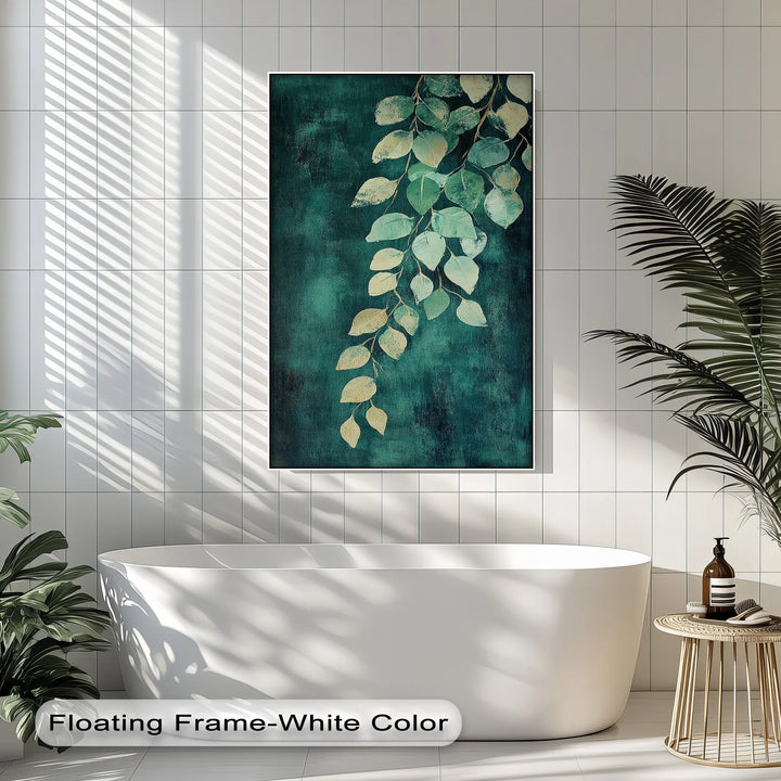 Golden Eucalyptus Cascade – Elegant Leaf Branch Canvas Print - MyPhotoStation