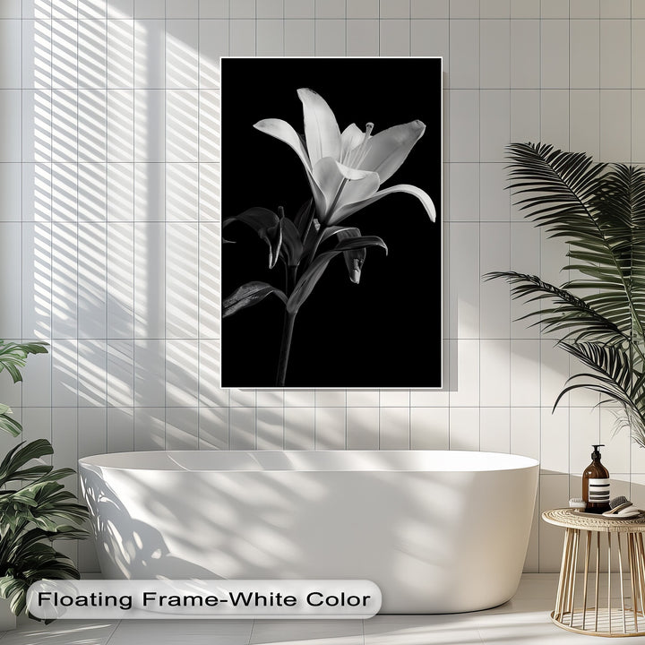 Silent Bloom – Black and White Lily Canvas Prints