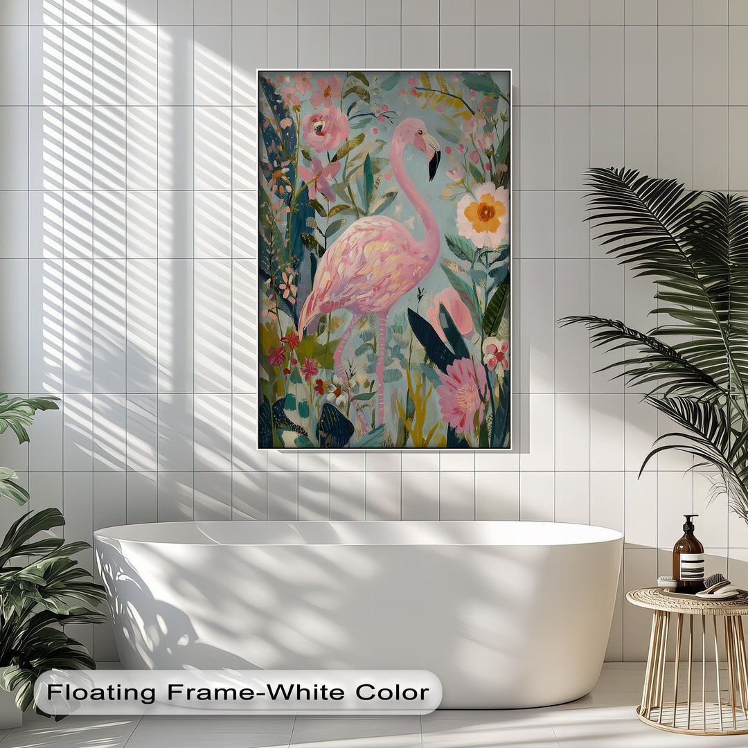 Flamingo in Bloom – Pastel Pink Flamingo Canvas Print