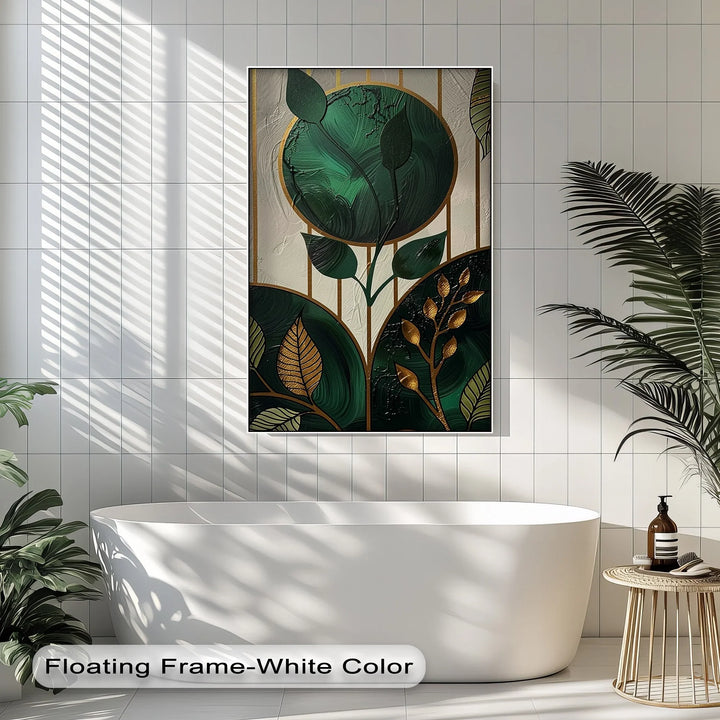 Golden Botanica – Luxe Leaf Design in Emerald and Gold Canvas Print - MyPhotoStation