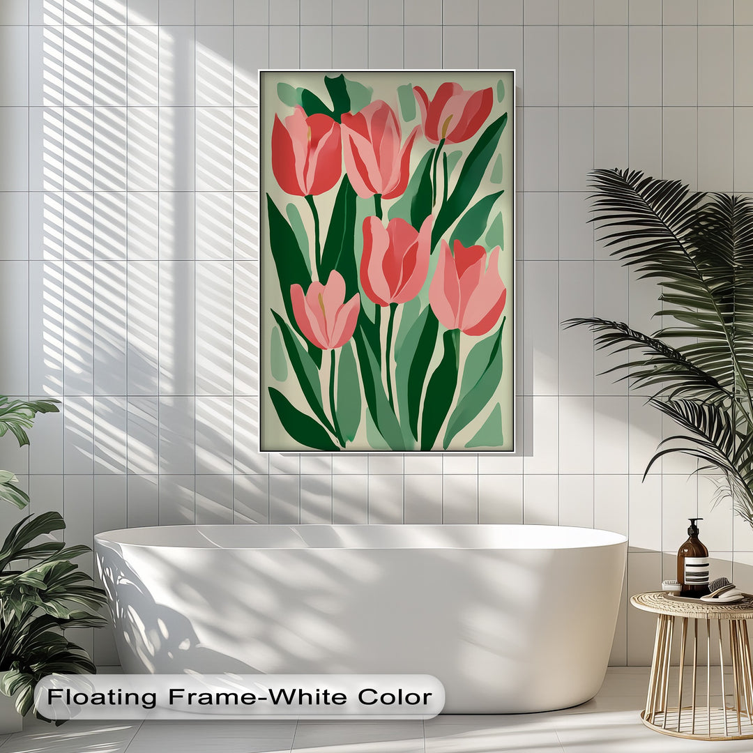 Coral Tulip Delight – Abstract Pink Tulip Canvas Print