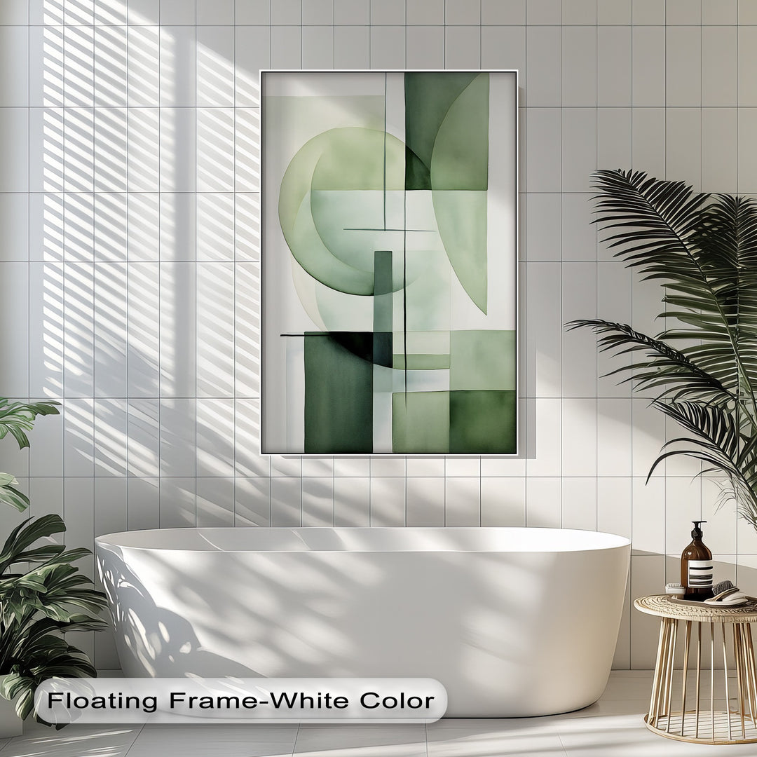 Soft Geometry in Sage – Minimalist Abstract Canvas Print