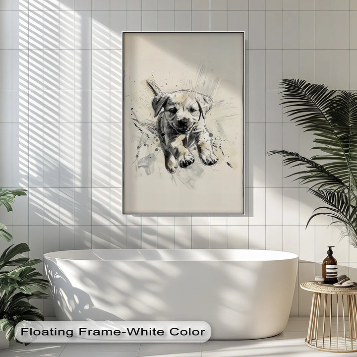 Leap of Joy – Sketch Style Playful Puppy Art Puppies Canvas Print - MyPhotoStation
